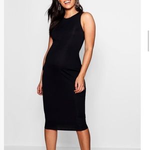 BooHoo Maternity Black Ribbed Tank Dress - Size 14